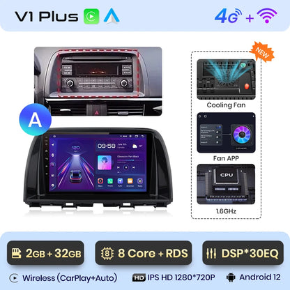 Junsun V1pro AI Voice 2 DIN Android Auto Radio para Mazda CX-5 2012-2015 Carplay 4G Car Multimedia GPS 2 DIN Autoradio 