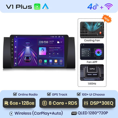Junsun V1 Plus AI Voice Android Auto Radio para BMW E53 Carplay 4G Car Multimedia GPS 2DIN Autoradio 