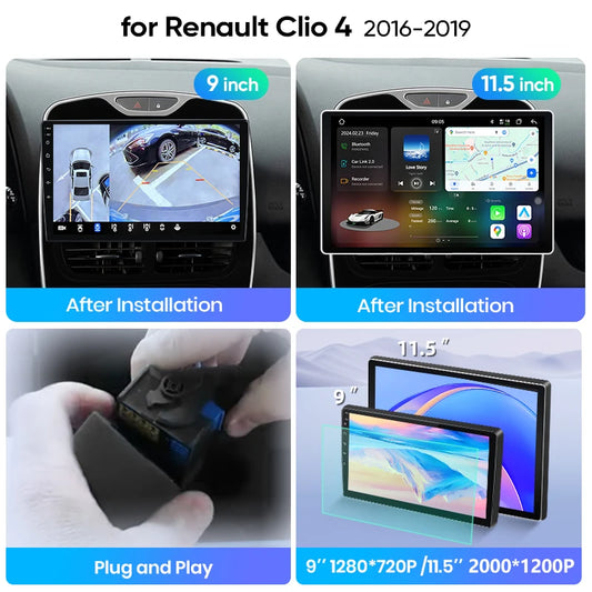 Junsun Wireless CarPlay Car Radio For Renault Clio 4 2016 2017 2018 2019 Android Multimedia