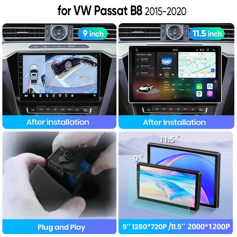 Junsun Wireless CarPlay Car Radio For VW Volkswagen Passat B8 2015-2020 Android Multimedia