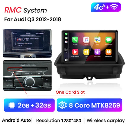 Junsun 8 inch CarPlay For Apple Car Radio Multimedia For Audi Q3 2012-2018 4G LTE WIFI Bluetooth Wireless Android Auto Stereo