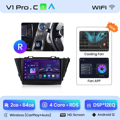 Junsun V1 AI Voice Wireless CarPlay Android Auto Radio for Toyota Prius Plus V Alpha 2012-2017 Car Multimedia GPS 2din autoradio