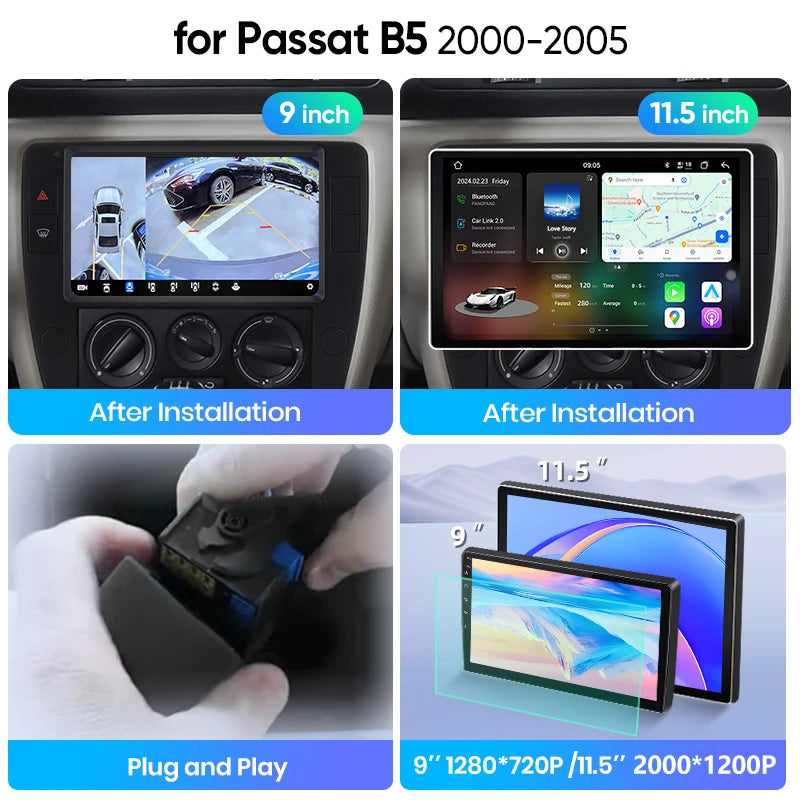 Junsun Wireless CarPlay Car Radio For VW Passat B5 2000 2001 2002 2003 2004 2005 Android Multimedia