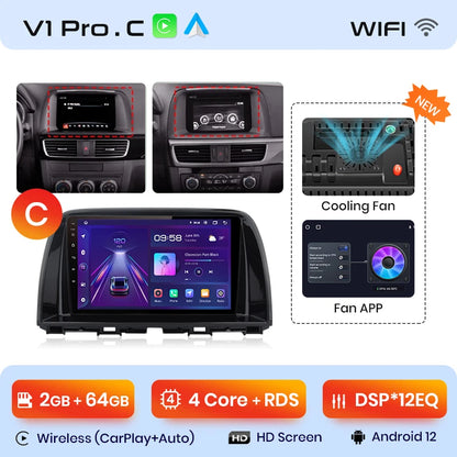Junsun V1pro AI Voice 2 DIN Android Auto Radio para Mazda CX-5 2012-2015 Carplay 4G Car Multimedia GPS 2 DIN Autoradio 