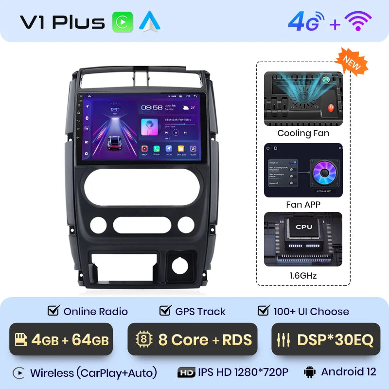 Junsun V1pro AI Voice - Radio para coche, reproductor multimedia Android Auto para Suzuki Jimny 3 2005-2019, Carplay 4G RDS 2DIN, GPS, autorradio 