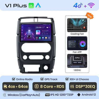 Junsun V1pro AI Voice - Radio para coche, reproductor multimedia Android Auto para Suzuki Jimny 3 2005-2019, Carplay 4G RDS 2DIN, GPS, autorradio 