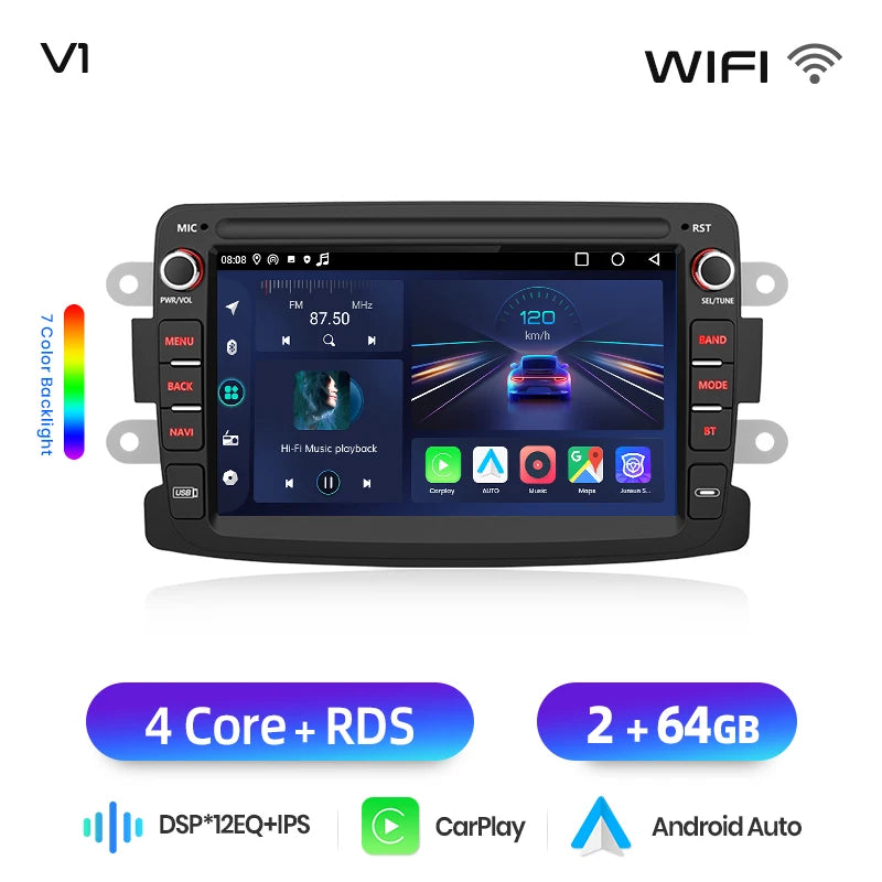 Junsun Wireless CarPlay Car Radio For Renault Dacia Duster Sandero Captur Xray Logan 2 Symbol Dokker Android Multimedia