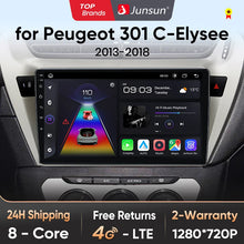 Radio Junsun V1 Plus para Peugeot 301 y Citroën Elysee (2013-2018), inalámbrica, CarPlay, Android Auto, 2 DIN, DVD. 