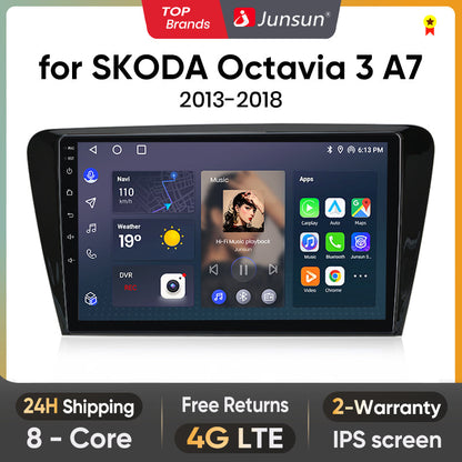 Junsun V2 PLus 8+256GB Car intelligent systems For SKODA Octavia 3 A7 2013-2018 Carplay 4G Car Multimedia GPS 2din autoradio
