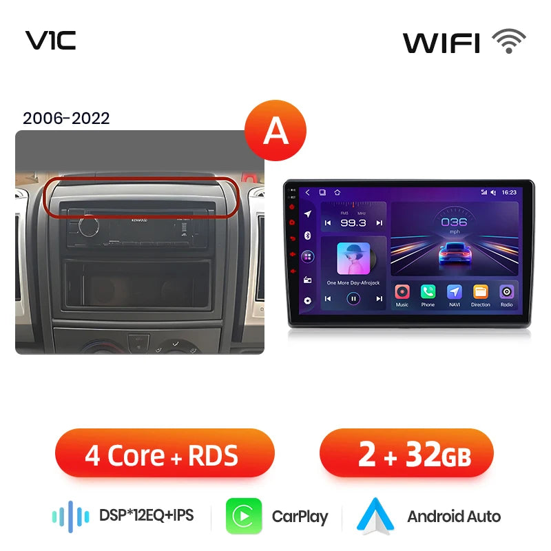 Junsun AI 4G LTE Wireless CarPlay Android Auto Car Radio For Fiat Ducato Peugeot Boxer Citroen Jumper 2006-2015 GPS Navi RDS FM