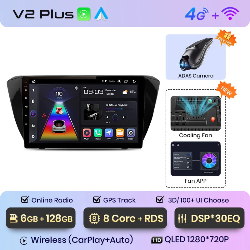 Junsun V1pro AI Voice Android Autoradio für Skoda Superb 3 2015-2019 Carplay 4G Auto Multimedia GPS 2din Autoradio 
