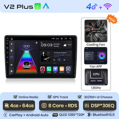 Radio Junsun V1 Plus para Skoda Fabia 2 2007-2014 con CarPlay inalámbrico, Android Auto, sistema inteligente para coche, 2 DIN, DVD. 
