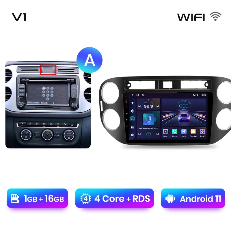 Junsun V1pro AI Voice 2 DIN Android Auto Radio para VW Volkswagen Tiguan 1 NF 2006-2016 Carplay Car Multimedia GPS 2 DIN autorradio 