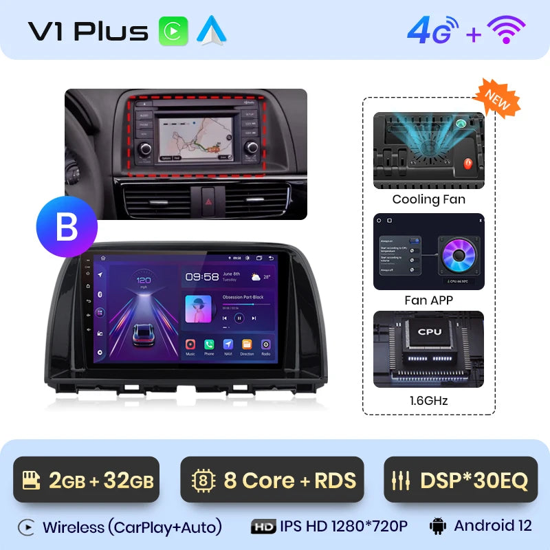 Junsun V1pro AI Voice 2 din Android Auto Radio For Mazda CX-5 2012-2015  Carplay 4G Car Multimedia GPS 2din autoradio