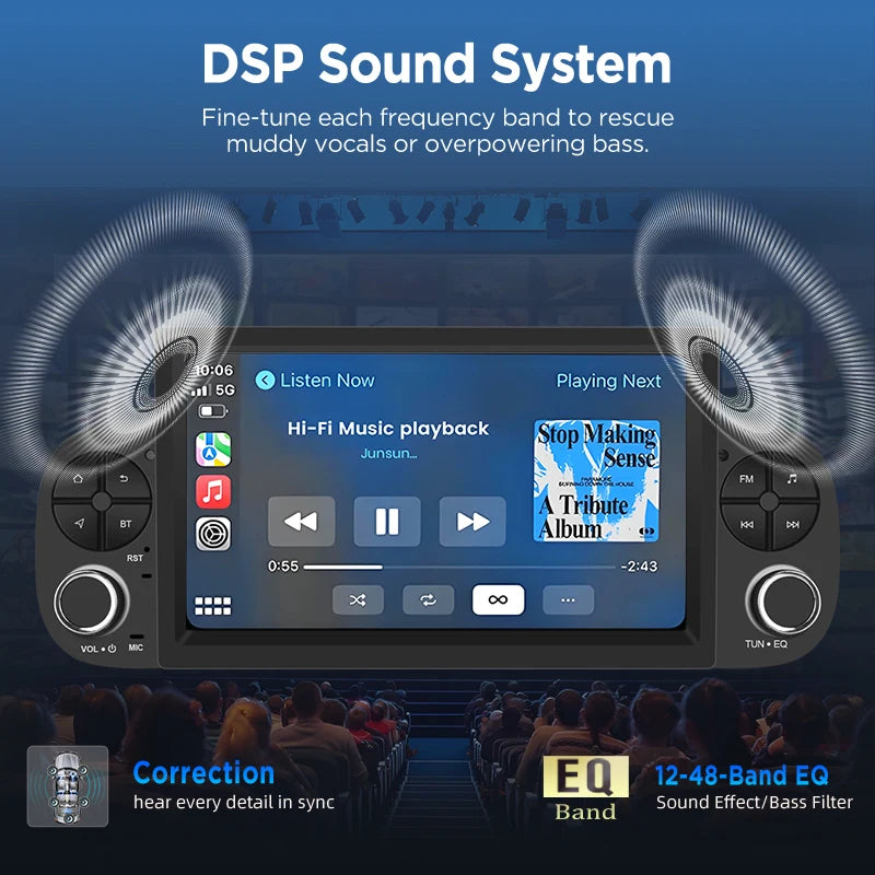 Junsun Wireless CarPlay Car Radio for Fiat Panda 2013 2014 2015-2020 Android Multimedia