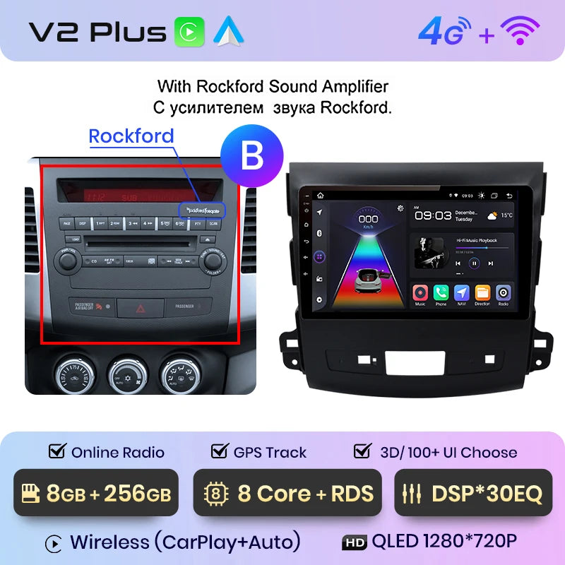 Radio Junsun V1pro 2 DIN Android Auto para Mitsubishi Outlander XL 2 2005-2011 Citroën C-Crosser con Carplay y reproductor multimedia para coche. 