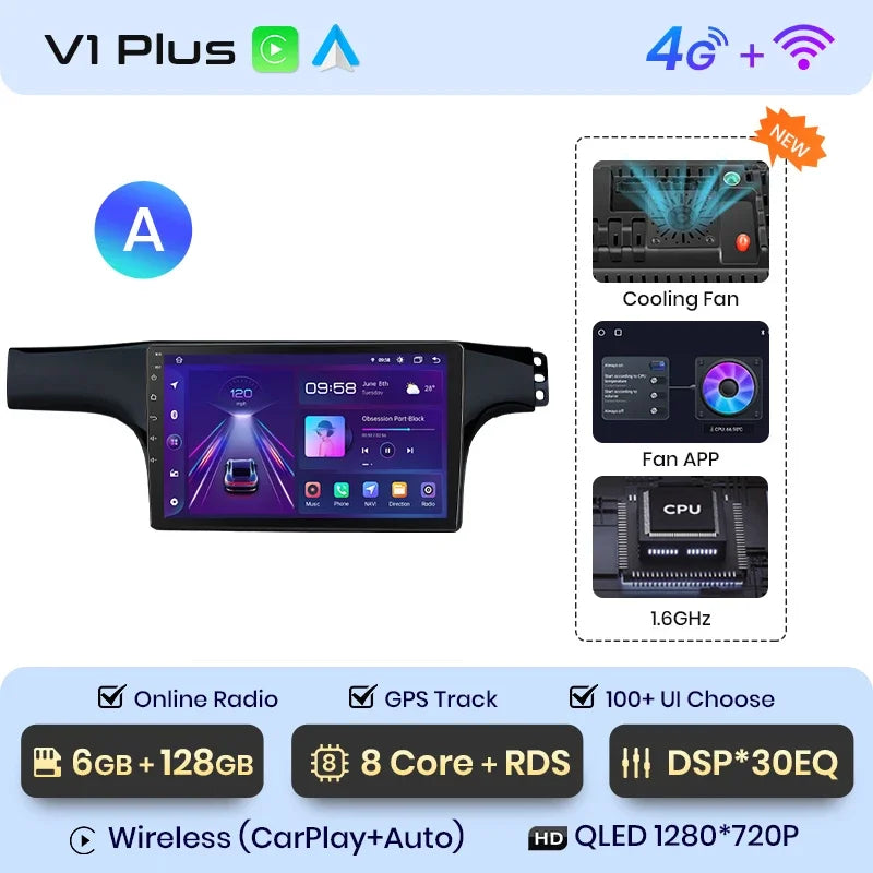 Junsun CarPlay inalámbrico Android Auto Radio para VOLKSWAGEN LAVIDA 2007 2008 2009 2010 Sistemas inteligentes para coche RDS BT WiFi 2 DIN 
