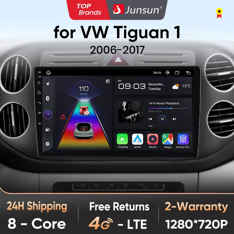 Junsun V1pro AI Voice 2 din Android Auto Radio For VW Volkswagen Tiguan 1 NF 2006-2016 Carplay Car Multimedia GPS 2din autoradio