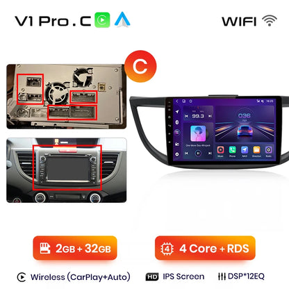 Junsun V1pro AI Voice 2 din Android Auto Radio para Honda CRV CR-V 2012-2016 Carplay coche Multimedia GPS 2din autoradio 