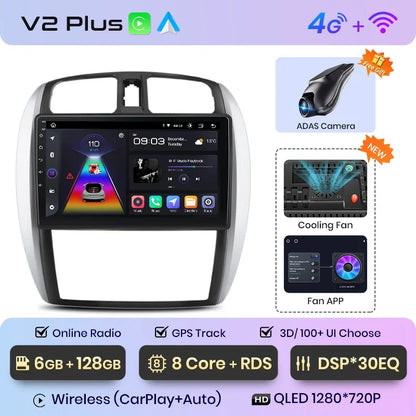 Radio Junsun CarPlay inalámbrica Android Auto para MAZDA 323, HAIMA, FREEMA, FORD LASER 2002-2008, sistemas inteligentes para coche, RDS, Bluetooth, WiFi 