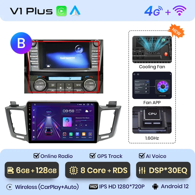 Junsun V1pro AI Voice 2 din Android Auto Radio for Toyota RAV4 RAV 4 2012 - 2018 Carplay 4G Car Multimedia GPS 2din autoradio