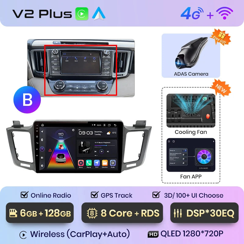 Junsun V1pro AI Voice 2 din Android Auto Radio for Toyota RAV4 RAV 4 2012 - 2018 Carplay 4G Car Multimedia GPS 2din autoradio