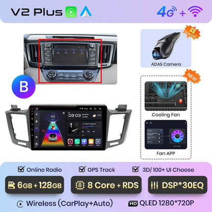 Junsun V1pro AI Voice 2 din Android Auto Radio para Toyota RAV4 RAV 4 2012 - 2018 Carplay 4G coche Multimedia GPS 2din autoradio 