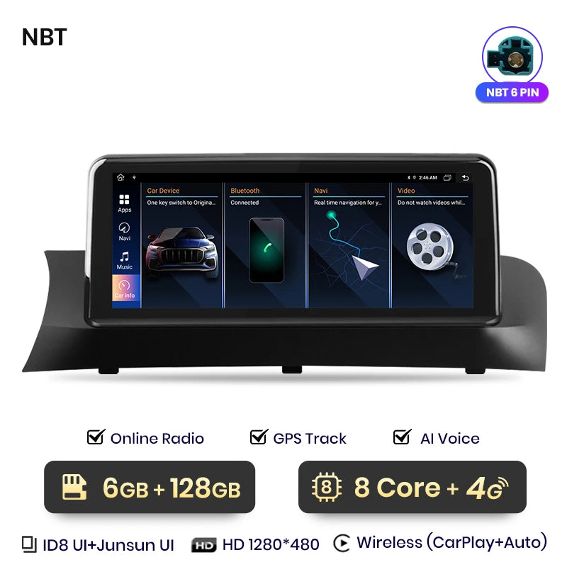 Junsun 10.25 inch CarPlay For Apple Car Radio Multimedia For BMW X3 F25 X4 F26 2013-2017 CIC NBT Wireless Android Auto Stereo