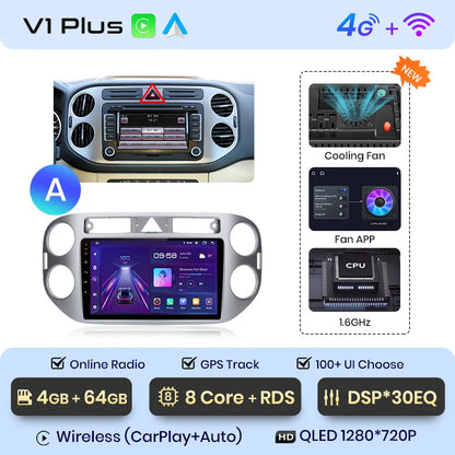 Junsun V1pro AI Voice 2 DIN Android Auto Radio para VW Volkswagen Tiguan 1 NF 2006-2016 Carplay Car Multimedia GPS 2 DIN autorradio 