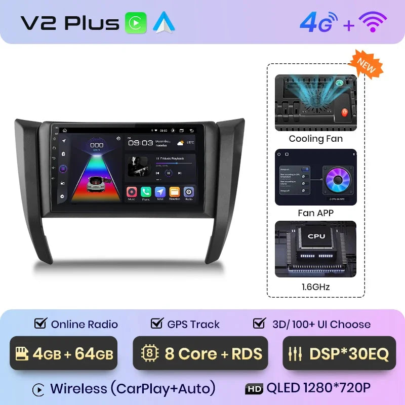 Radio Junsun CarPlay inalámbrica Android Auto para Nissan Navara Frontier NP300 4 D23 2014-2021 con sistema inteligente RDS, Bluetooth y WiFi. 