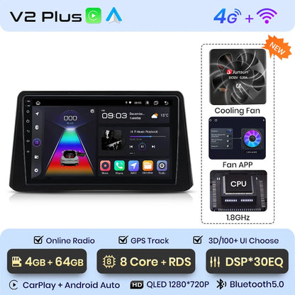 Radio Junsun V1 Plus para Opel Mokka 2012-2016 con CarPlay inalámbrico, Android Auto, sistema inteligente para coche, 2 DIN, DVD. 