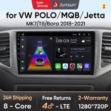 Load image into Gallery viewer, Junsun Wireless CarPlay Android Auto Radio For Volkswagen VW MQB POLO VI Jetta MK7 T6 Bora 2018 2019 2020 2021 4G 2 din RDS BT
