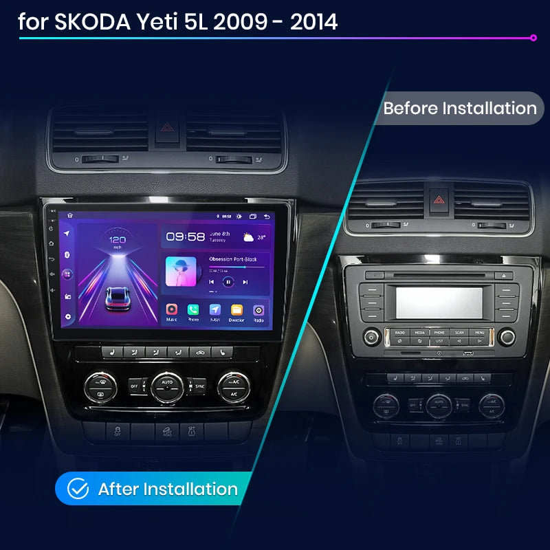 Radio Junsun V1 Plus para coche SKODA Yeti 5L 2009-2014 con CarPlay inalámbrico, Android Auto, sistema inteligente para coche, 2 DIN, DVD. 