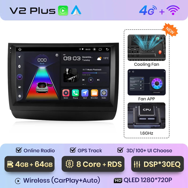 Junsun V1pro AI Voice Android Auto Radio para Toyota Prius 20 2002-2009 Carplay Car Multimedia GPS 2DIN autorradio 