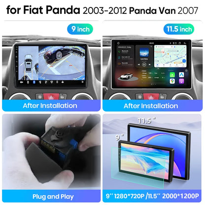 Junsun Wireless CarPlay Car Radio For Fiat Panda 2003 2004-2012 Panda Van 2007 Android Multimedia