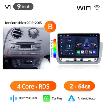 Junsun Wireless CarPlay Car Radio For Seat Ibiza 6j 2009 2010 2011-2013 Android Multimedia