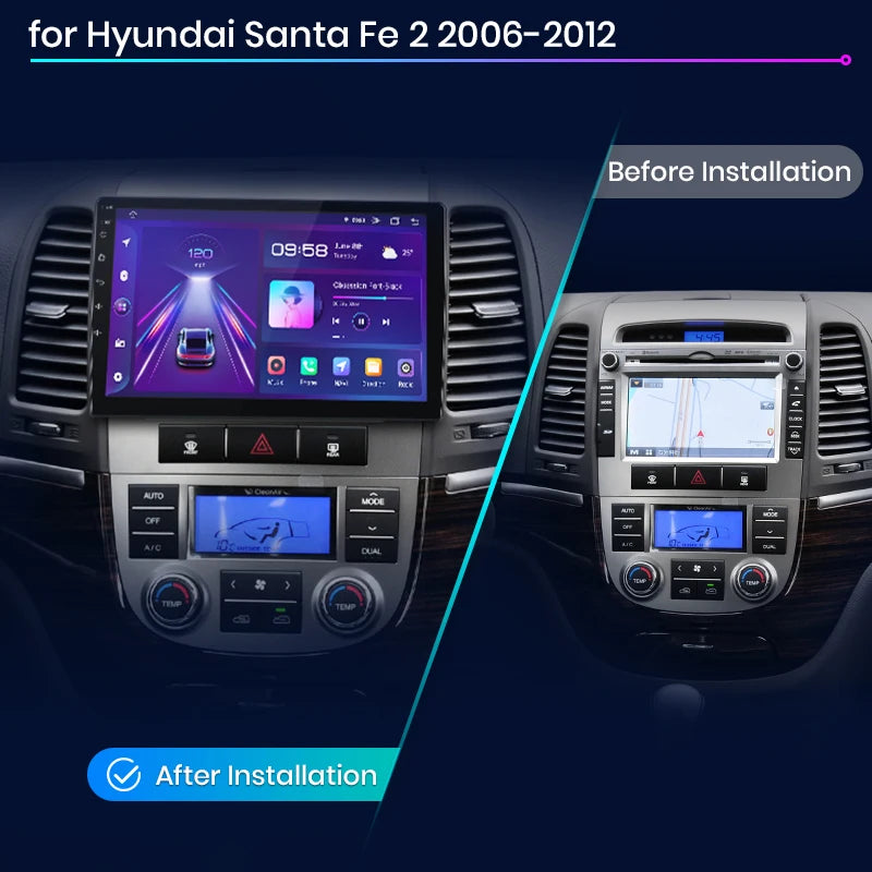Junsun V1pro AI Stimme 2 din Android Auto Radio Für Hyundai Santa Fe 2 2006-2012 Carplay 4G Auto Multimedia GPS 2din autoradio 
