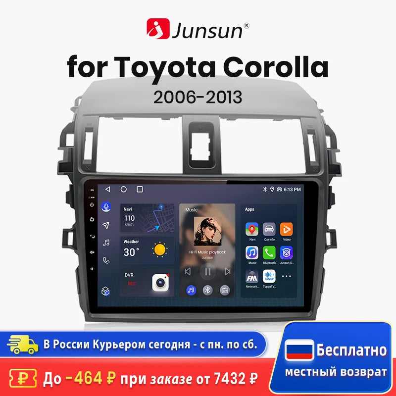 Junsun AI Wireless CarPlay Android Auto Car Radio For Toyota Corolla E140 E150 2006 2007-2013 4G GPS Smart Intelligent Systems