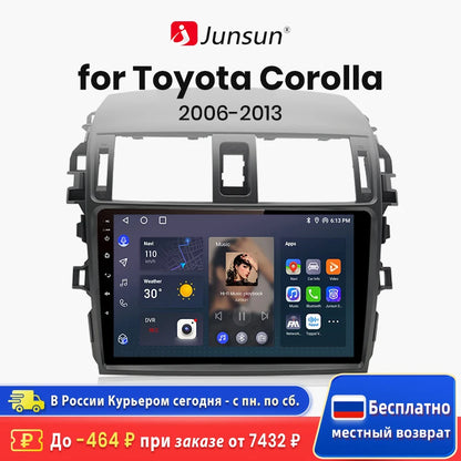 Junsun AI Wireless CarPlay Android Auto Car Radio For Toyota Corolla E140 E150 2006 2007-2013 4G GPS Smart Intelligent Systems