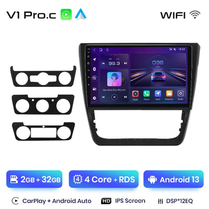 Radio Junsun V1 Plus para coche SKODA Yeti 5L 2009-2014 con CarPlay inalámbrico, Android Auto, sistema inteligente para coche, 2 DIN, DVD. 