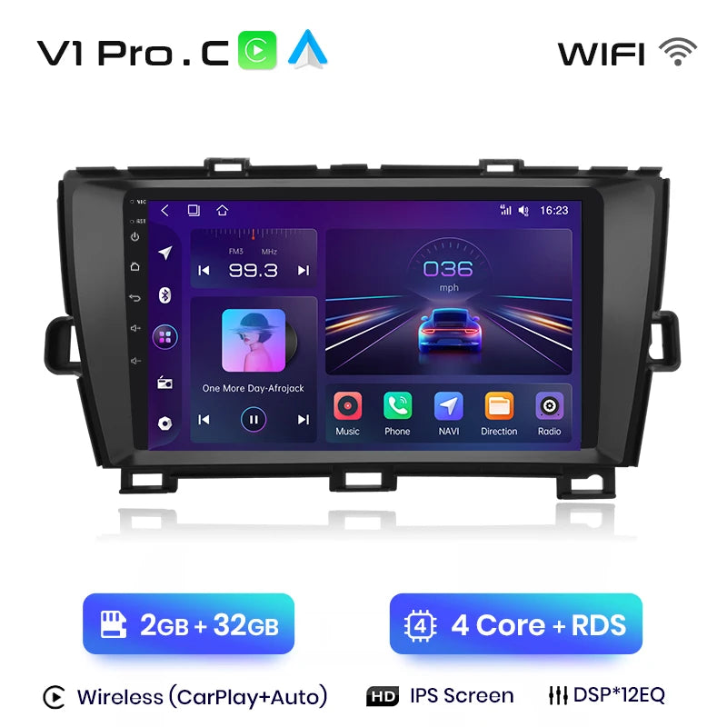 Radio Junsun inalámbrica Android para Toyota Prius 2009-2016, 4G, GPS, 2DIN 