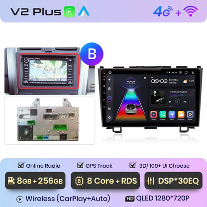 Radio de coche Junsun V1 con CarPlay inalámbrico y Android Auto para Honda CR-V 3 RE CRV 2007-2011, GPS, sistemas inteligentes para coche, autorradio inteligente. 