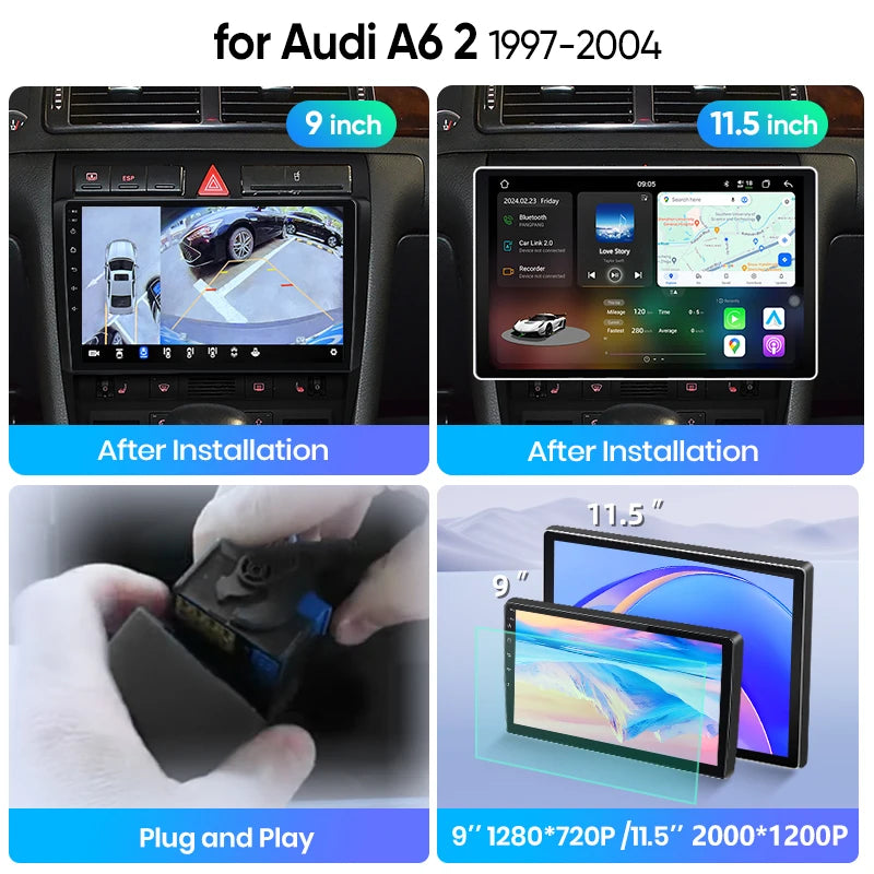 Junsun Wireless CarPlay Car Radio For Audi A6 2 1997 1998 1999 2000-2004 Android Multimedia
