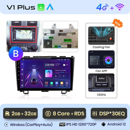 Radio de coche Junsun V1 con CarPlay inalámbrico y Android Auto para Honda CR-V 3 RE CRV 2007-2011, GPS, sistemas inteligentes para coche, autorradio inteligente. 