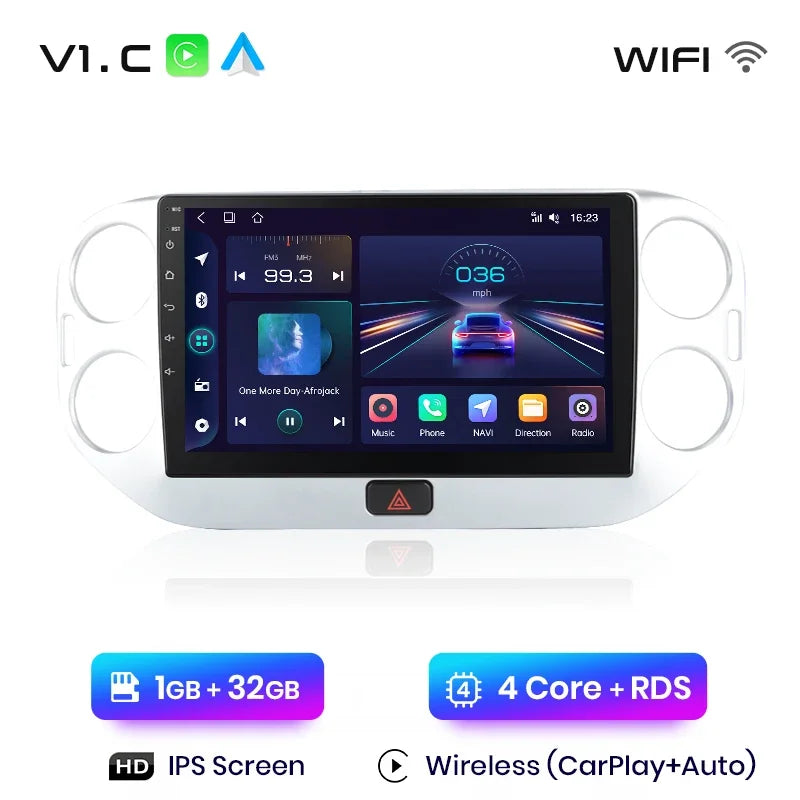 Junsun Wireless CarPlay Android Auto Radio For VOLKSWAGEN TIGUAN 2010 2011 2012-2017 Car Intelligent Systems RDS BT WiFi 2 din