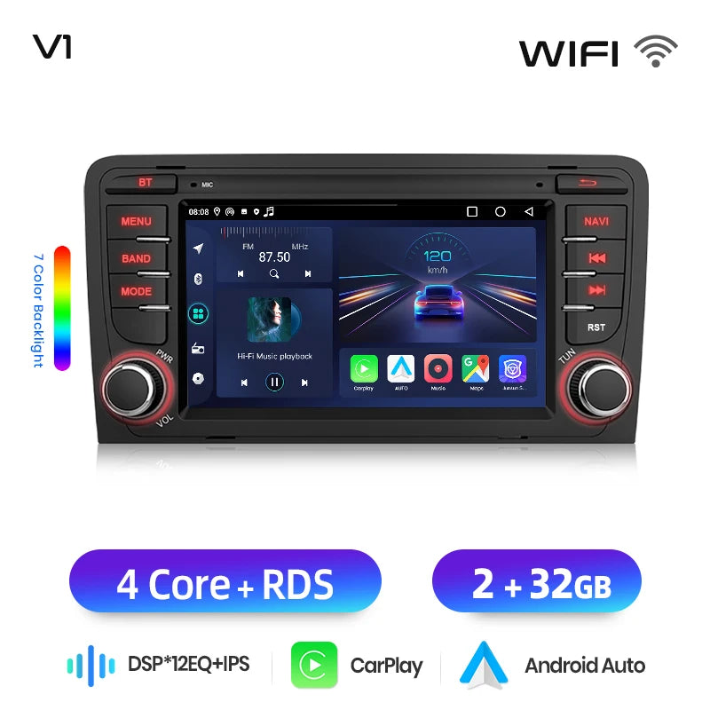 Junsun Wireless CarPlay Car Radio For Audi A3 8P S3 2003 2004 2005-2012 Android Multimedia