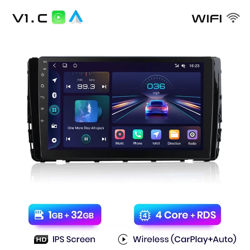 Junsun CarPlay inalámbrico Android Auto Radio para VW VILORAN SAGITAR TAYRON T-ROC 2021 Sistemas inteligentes para coche RDS BT WiFi 2 DIN 