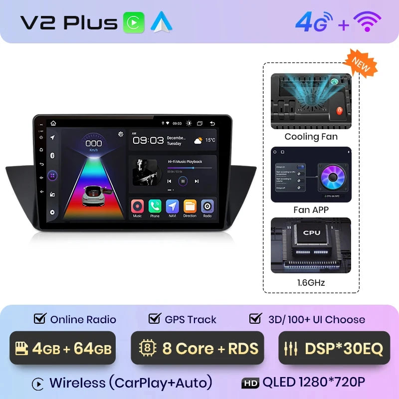 Junsun V1 Plus Car Radio For BMW X1 E84 2009 - 2015 wireless CarPlay Android Auto car intelligent systems No 2 din 2din DVD