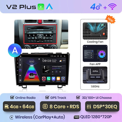 Radio de coche Junsun V1 con CarPlay inalámbrico y Android Auto para Honda CR-V 3 RE CRV 2007-2011, GPS, sistemas inteligentes para coche, autorradio inteligente. 