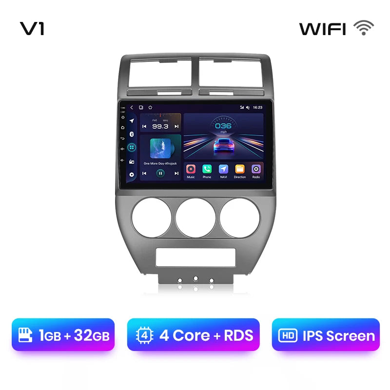 Junsun V1 AI Voice - Radio inalámbrica CarPlay Android para Jeep Compass 2007-2009, 4G, GPS, 2DIN 
